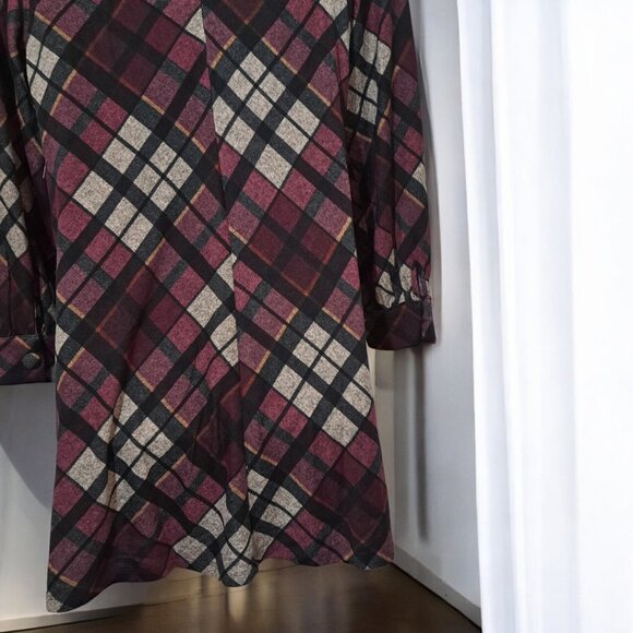 Jessica Howard Size XL 18 Long Sleeve Shift Dress  Purple / Eggplant Plaid - Picture 11 of 15